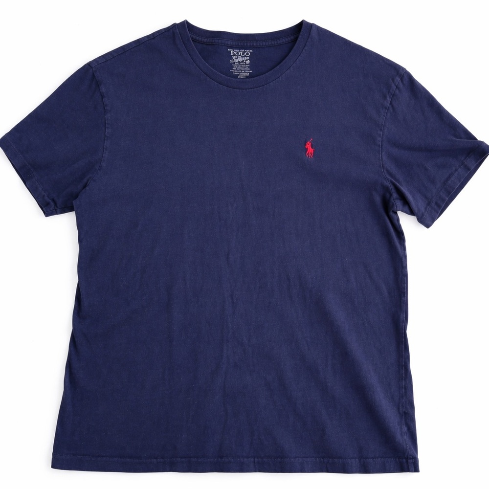 Polo Ralph Lauren Shirt Mens L Navy Blue Cotton Short Sleeve Crew Neck T-Shirt